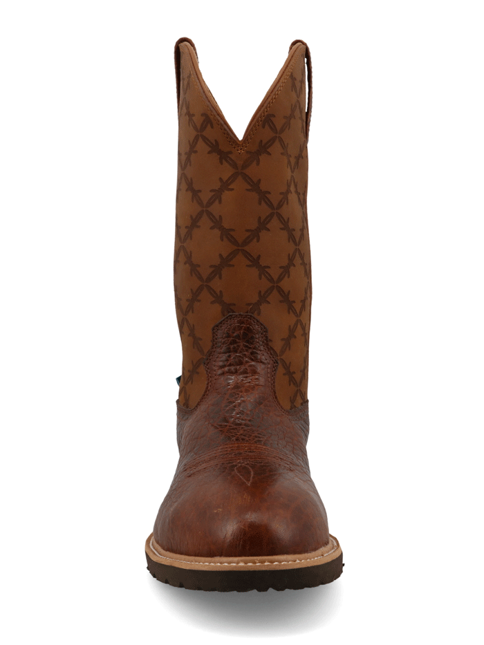 Twisted X MXBNW09 Mens Round Nano Toe Western Work Boot Brown front and side view. If you need any assistance with this item or the purchase of this item please call us at five six one seven four eight eight eight zero one Monday through Saturday 10:00a.m EST to 8:00 p.m EST