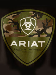 Ariat  10051762 Mens Camo Corps T-Shirt Black back close up. If you need any assistance with this item or the purchase of this item please call us at five six one seven four eight eight eight zero one Monday through Saturday 10:00a.m EST to 8:00 p.m EST