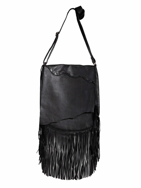 Scully B180-BLK Womens Crossbody Fringe Leather Handbag Black front view. If you need any assistance with this item or the purchase of this item please call us at five six one seven four eight eight eight zero one Monday through Saturday 10:00a.m EST to 8:00 p.m EST
