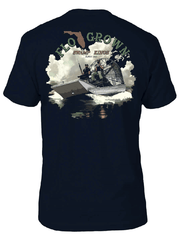 FloGrown FGM-1869 Mens Swamp Kings Tee Dark Navy back view. If you need any assistance with this item or the purchase of this item please call us at five six one seven four eight eight eight zero one Monday through Saturday 10:00a.m EST to 8:00 p.m EST
