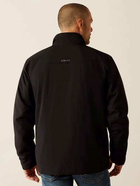 Ariat 10051991 Mens Pioneer StretchShell Jacket Black back view. If you need any assistance with this item or the purchase of this item please call us at five six one seven four eight eight eight zero one Monday through Saturday 10:00a.m EST to 8:00 p.m EST

