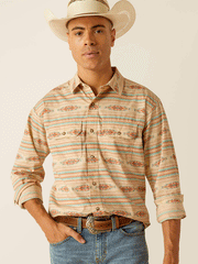 Ariat 10048492 Mens Hezekiah Retro Fit Shirt Cocoon Tan front view. If you need any assistance with this item or the purchase of this item please call us at five six one seven four eight eight eight zero one Monday through Saturday 10:00a.m EST to 8:00 p.m EST