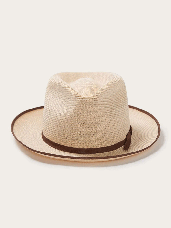 Stetson TSSESTB612481 Stratoliner Hemp Fedora Hat Natural front and side view. If you need any assistance with this item or the purchase of this item please call us at five six one seven four eight eight eight zero one Monday through Saturday 10:00a.m EST to 8:00 p.m EST