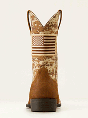Ariat 10019959 Mens Sport Patriot Western Boot Antique Mocha Suede Camo back view. If you need any assistance with this item or the purchase of this item please call us at five six one seven four eight eight eight zero one Monday through Saturday 10:00a.m EST to 8:00 p.m EST