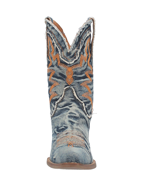 Dingo DI950-BL Womens Y'ALL NEED DOLLY Western Fashion Boot Denim Blue full front view. If you need any assistance with this item or the purchase of this item please call us at five six one seven four eight eight eight zero one Monday through Saturday 10:00a.m EST to 8:00 p.m EST