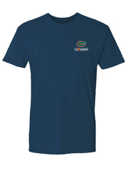 FloGrown UF-120 Florida Gators Swimming Gator Tee Cool Blue front view. If you need any assistance with this item or the purchase of this item please call us at five six one seven four eight eight eight zero one Monday through Saturday 10:00a.m EST to 8:00 p.m EST