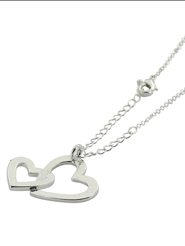 Montana Silversmiths NC61120 Womens Double Heart With Crystal Necklace Silver front view. If you need any assistance with this item or the purchase of this item please call us at five six one seven four eight eight eight zero one Monday through Saturday 10:00a.m EST to 8:00 p.m EST
