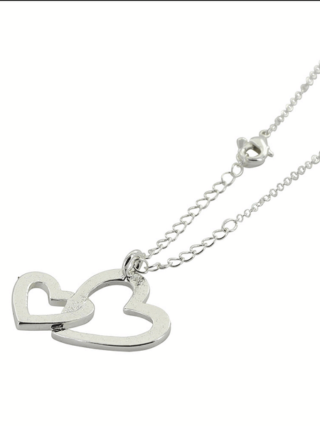 Montana Silversmiths NC61120 Womens Double Heart With Crystal Necklace Silver back view with chain. If you need any assistance with this item or the purchase of this item please call us at five six one seven four eight eight eight zero one Monday through Saturday 10:00a.m EST to 8:00 p.m EST