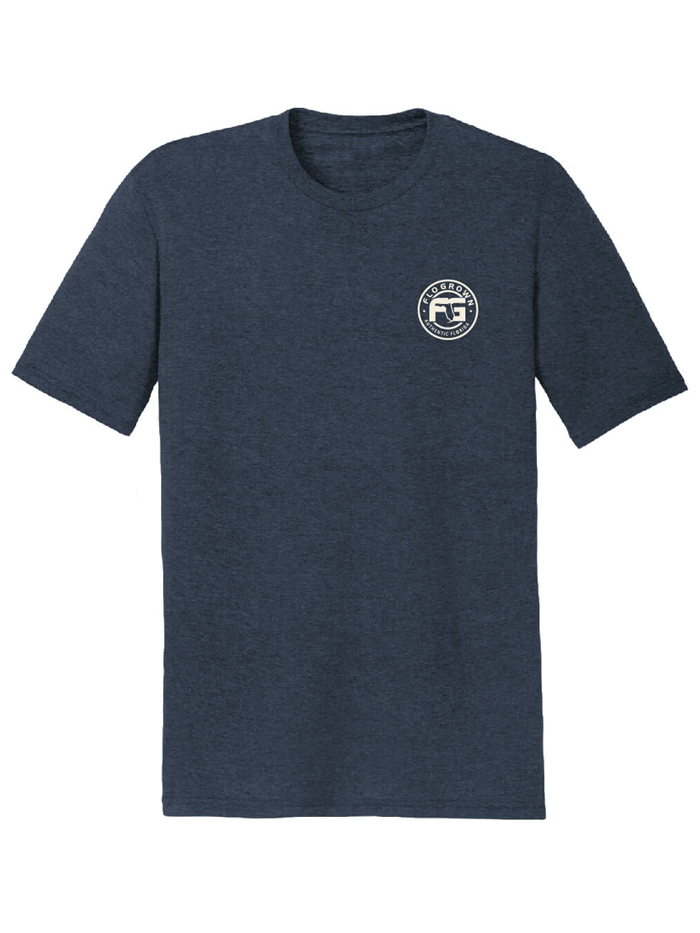 FloGrown FGM-1513 Mens American Sailfish Tee Heather Navy back view. If you need any assistance with this item or the purchase of this item please call us at five six one seven four eight eight eight zero one Monday through Saturday 10:00a.m EST to 8:00 p.m EST