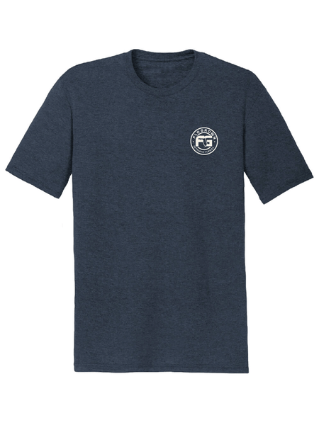 FloGrown FGM-1513 Mens American Sailfish Tee Heather Navy front view. If you need any assistance with this item or the purchase of this item please call us at five six one seven four eight eight eight zero one Monday through Saturday 10:00a.m EST to 8:00 p.m EST