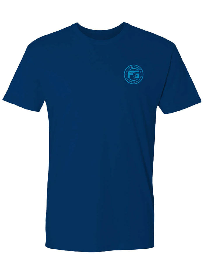FloGrown FGM-1497 Authentic Sail Fish Charter Tee Navy back view. If you need any assistance with this item or the purchase of this item please call us at five six one seven four eight eight eight zero one Monday through Saturday 10:00a.m EST to 8:00 p.m EST