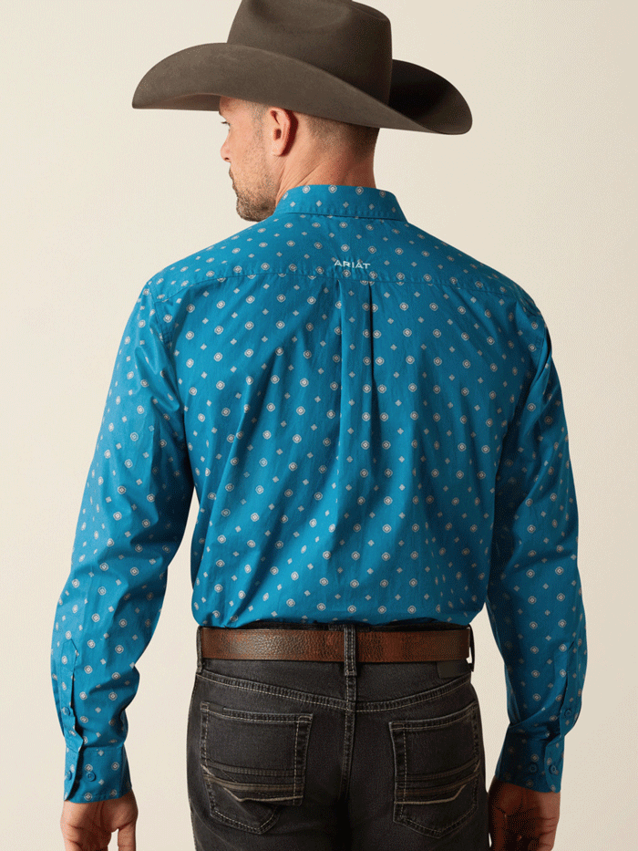 Ariat 10053869 Mens Paxton Classic Fit Shirt Teal front view. If you need any assistance with this item or the purchase of this item please call us at five six one seven four eight eight eight zero one Monday through Saturday 10:00a.m EST to 8:00 p.m EST