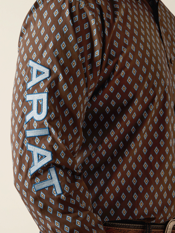 Ariat 10054056 Mens Team Oak Classic Fit Shirt Brown front view. If you need any assistance with this item or the purchase of this item please call us at five six one seven four eight eight eight zero one Monday through Saturday 10:00a.m EST to 8:00 p.m EST