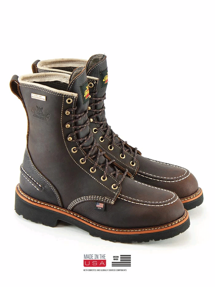 Thorogood 814-4141 Mens Flyway Waterproof Lace Up Work Boot Briar Pitstop front and side view. If you need any assistance with this item or the purchase of this item please call us at five six one seven four eight eight eight zero one Monday through Saturday 10:00a.m EST to 8:00 p.m EST