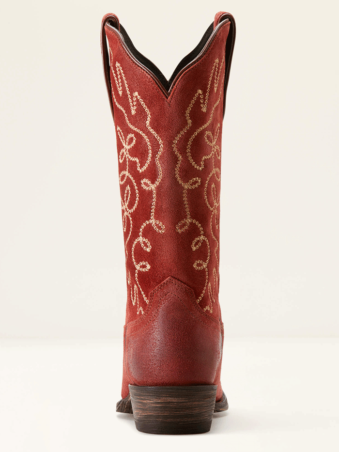 Ariat 10053791 Womens Jukebox Western Boot Cayenne Suede Red front and side view. If you need any assistance with this item or the purchase of this item please call us at five six one seven four eight eight eight zero one Monday through Saturday 10:00a.m EST to 8:00 p.m EST

