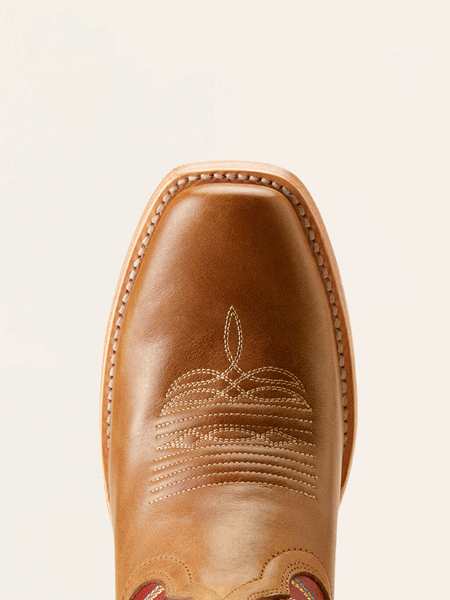 Ariat 10051016 Womens Futurity Fort Worth Western Boot Dulce De Leche Tan toe view from above. If you need any assistance with this item or the purchase of this item please call us at five six one seven four eight eight eight zero one Monday through Saturday 10:00a.m EST to 8:00 p.m EST