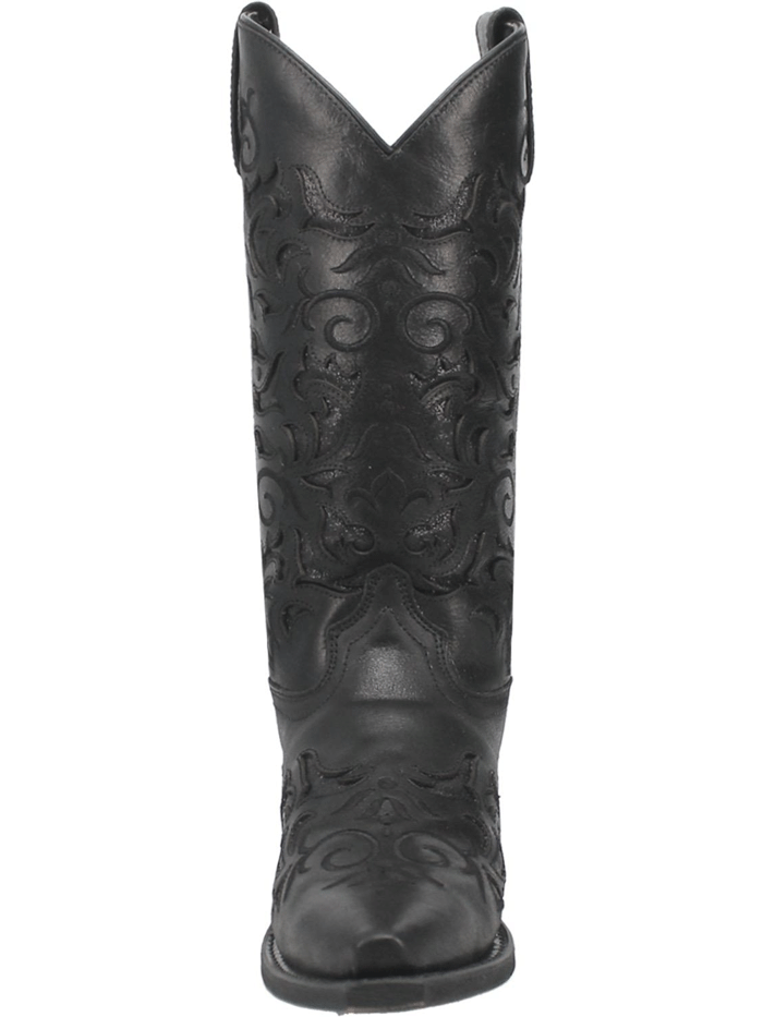 Laredo 52450 Womens Night Sky Leather Boot Black front and side view. If you need any assistance with this item or the purchase of this item please call us at five six one seven four eight eight eight zero one Monday through Saturday 10:00a.m EST to 8:00 p.m EST