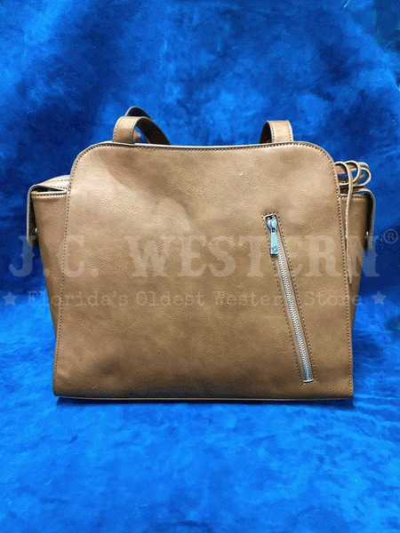Catchfly 22091794 Womens Satchel Hair On Tote Bag Chestnut back view. If you need any assistance with this item or the purchase of this item please call us at five six one seven four eight eight eight zero one Monday through Saturday 10:00a.m EST to 8:00 p.m EST