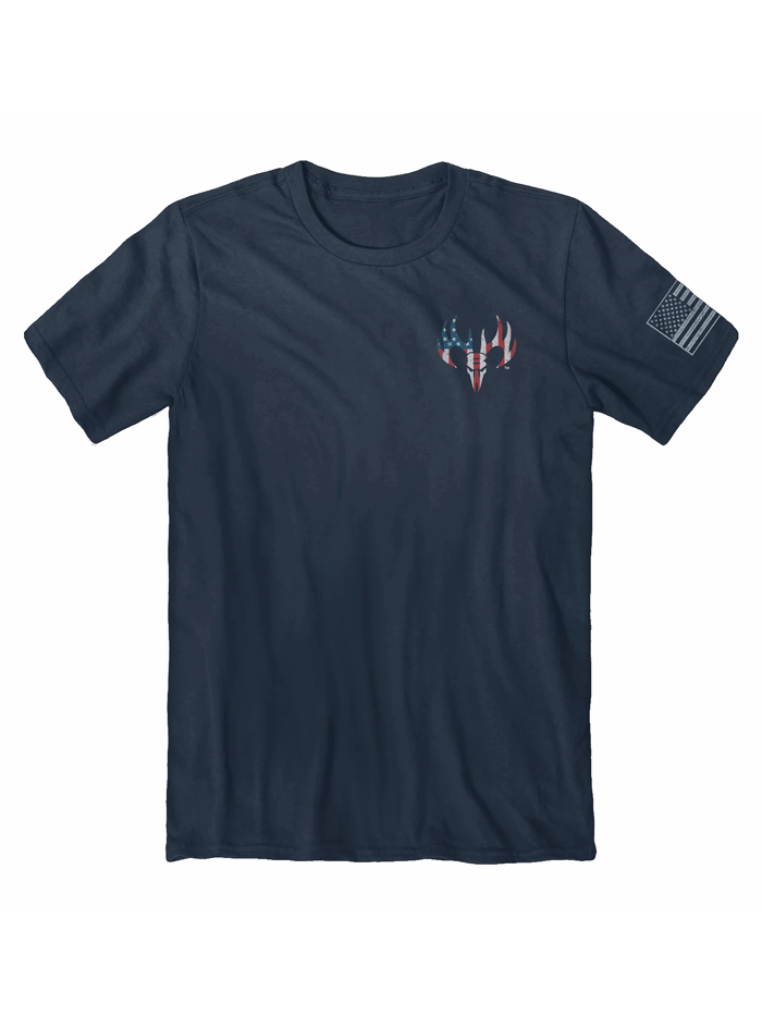 Buck Wear 2190 Mens Worth Fighting For Short Sleeve Graphic Tee Navy back view. If you need any assistance with this item or the purchase of this item please call us at five six one seven four eight eight eight zero one Monday through Saturday 10:00a.m EST to 8:00 p.m EST
