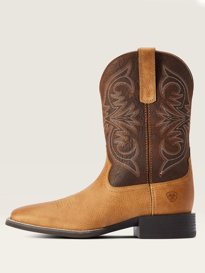 Ariat 10042392 Mens Sport Pardner Western Boot Matte Tan Buck front and side view. If you need any assistance with this item or the purchase of this item please call us at five six one seven four eight eight eight zero one Monday through Saturday 10:00a.m EST to 8:00 p.m EST