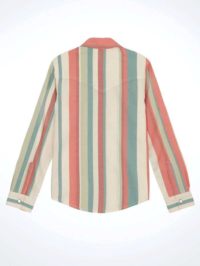 Wrangler 112359415 Girls Striped Western Snap Shirt Multicolor front view. If you need any assistance with this item or the purchase of this item please call us at five six one seven four eight eight eight zero one Monday through Saturday 10:00a.m EST to 8:00 p.m EST