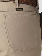 Wrangler 00082KH Wrancher Dress Jean Khaki back close up. If you need any assistance with this item or the purchase of this item please call us at five six one seven four eight eight eight zero one Monday through Saturday 10:00a.m EST to 8:00 p.m EST