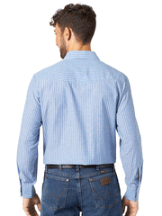 Assorted Wrangler Mens Western Long Sleeve Stripe Shirts 75201AA 75951PP back view on model. If you need any assistance with this item or the purchase of this item please call us at five six one seven four eight eight eight zero one Monday through Saturday 10:00a.m EST to 8:00 p.m EST