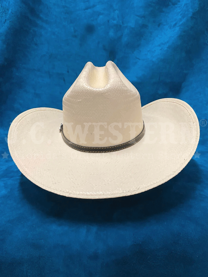 Justin JS1156BKHJ4004Y Kids Black Hills Jr Straw Hat Ivory side and front view. If you need any assistance with this item or the purchase of this item please call us at five six one seven four eight eight eight zero one Monday through Saturday 10:00a.m EST to 8:00 p.m EST