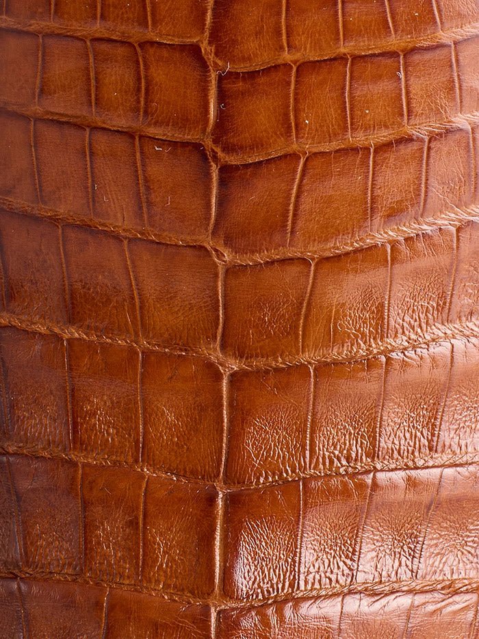 Lucchese M4496.WF-2037 Mens WYATT Ultra Belly Caiman Boots Sienna front and side view. If you need any assistance with this item or the purchase of this item please call us at five six one seven four eight eight eight zero one Monday through Saturday 10:00a.m EST to 8:00 p.m EST