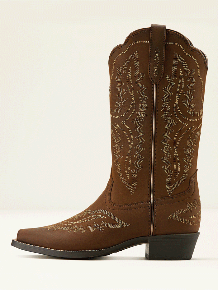 Ariat 10061138 Youth Casanova Western Boot Distressed Brown front and side view. If you need any assistance with this item or the purchase of this item please call us at five six one seven four eight eight eight zero one Monday through Saturday 10:00a.m EST to 8:00 p.m EST