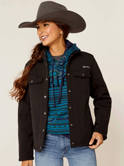 Ariat 10046445 Womens Berber Back Softshell Jacket Black front view. If you need any assistance with this item or the purchase of this item please call us at five six one seven four eight eight eight zero one Monday through Saturday 10:00a.m EST to 8:00 p.m EST