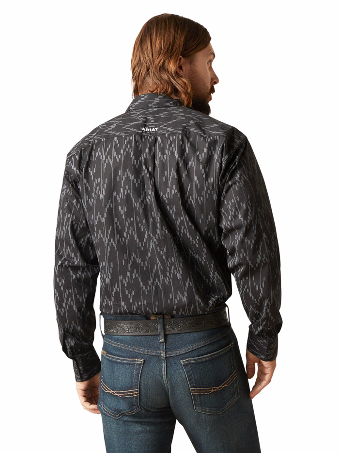 Ariat 10046217 Mens Shea Snap Classic Fit Long Sleeve Shirt Black front view. If you need any assistance with this item or the purchase of this item please call us at five six one seven four eight eight eight zero one Monday through Saturday 10:00a.m EST to 8:00 p.m EST