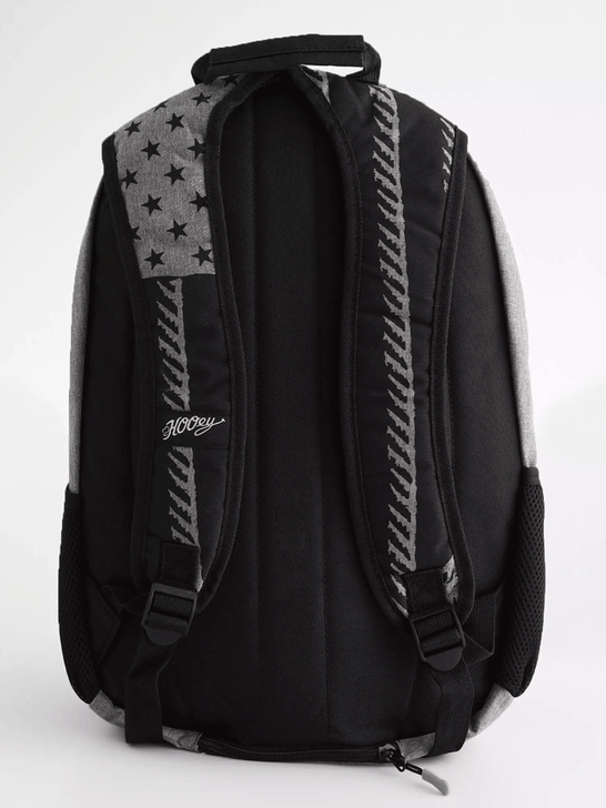 Hooey BP042GYBK Rockstar Flag Backpack Black And Grey back view. If you need any assistance with this item or the purchase of this item please call us at five six one seven four eight eight eight zero one Monday through Saturday 10:00a.m EST to 8:00 p.m EST