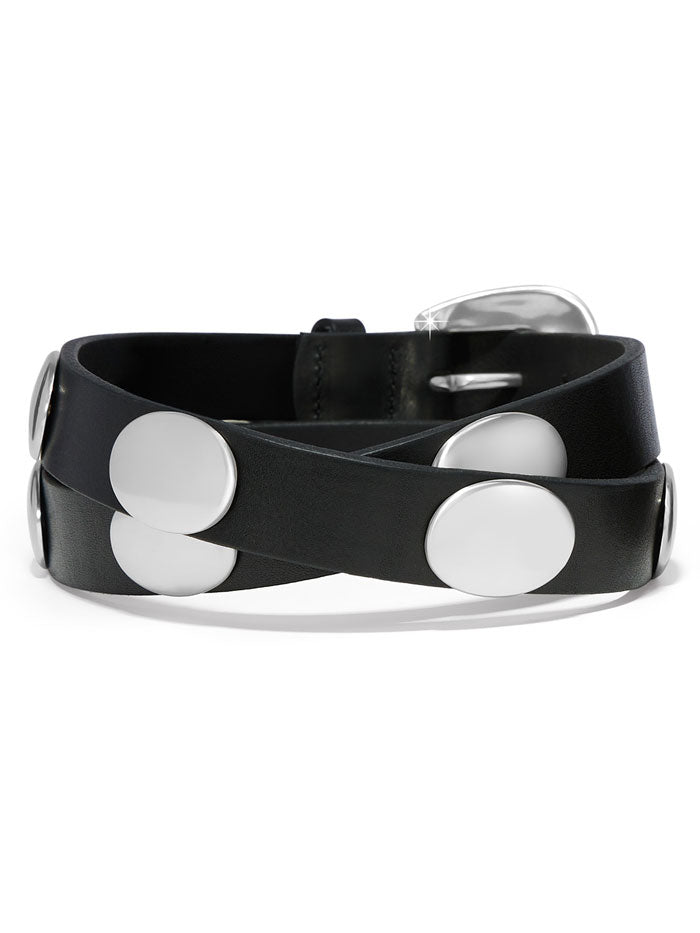 Brighton B60473 Ladies Midnight Shine Belt Black front close up. If you need any assistance with this item or the purchase of this item please call us at five six one seven four eight eight eight zero one Monday through Saturday 10:00a.m EST to 8:00 p.m EST