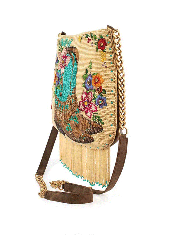 Mary Frances BAG S002-383 LINE DANCE Crossbody Handbag Cream front view. If you need any assistance with this item or the purchase of this item please call us at five six one seven four eight eight eight zero one Monday through Saturday 10:00a.m EST to 8:00 p.m EST