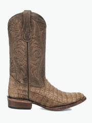 Circle G L8108 Mens Embroidery Round Toe Caiman Boot Brown side view. If you need any assistance with this item or the purchase of this item please call us at five six one seven four eight eight eight zero one Monday through Saturday 10:00a.m EST to 8:00 p.m EST