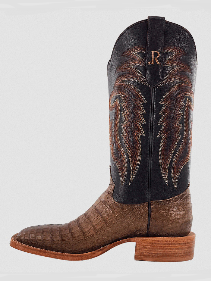 R.Watson RW2004-2 Mens Coco Caiman Belly Western Boots Espresso front and side view. If you need any assistance with this item or the purchase of this item please call us at five six one seven four eight eight eight zero one Monday through Saturday 10:00a.m EST to 8:00 p.m EST