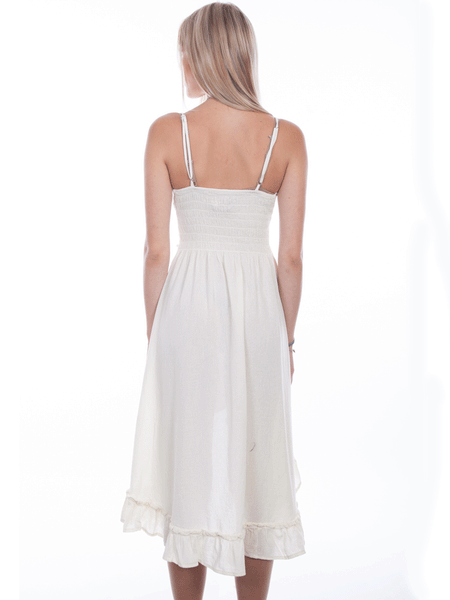 Scully PSL-265-VAN Womens Embroidered Ruffled Dress Vanilla Ivory back view. If you need any assistance with this item or the purchase of this item please call us at five six one seven four eight eight eight zero one Monday through Saturday 10:00a.m EST to 8:00 p.m EST