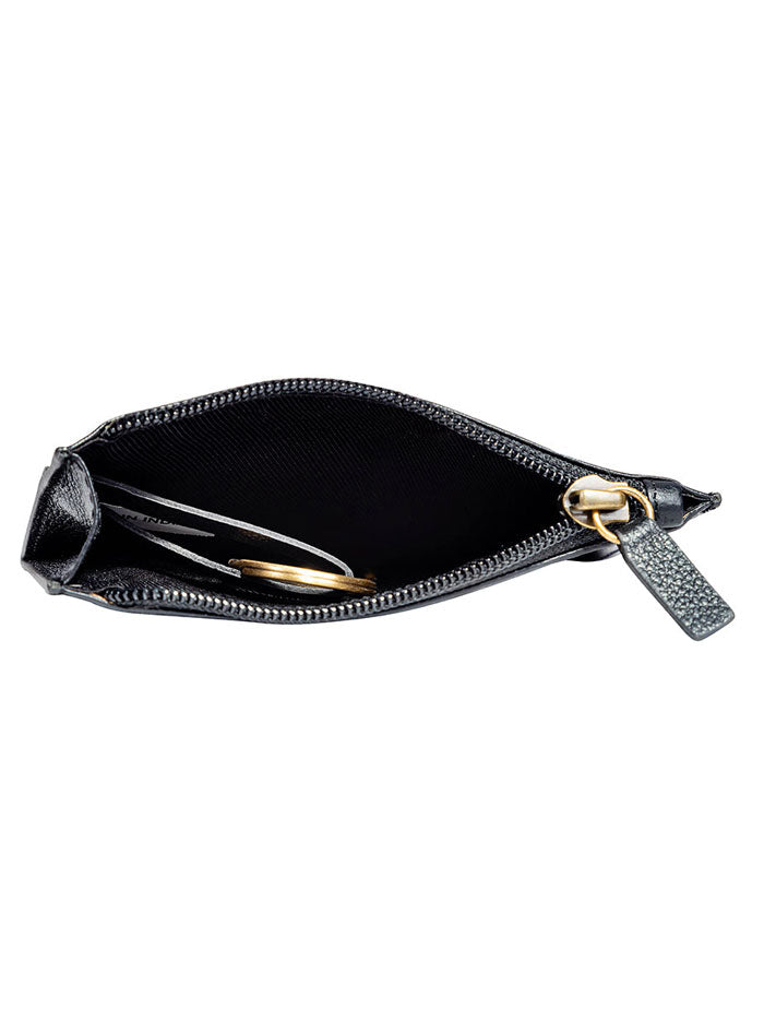 Myra Bag S-9302 Womens Kessei Hand Tooled Credit Card Holder Black side / front view. If you need any assistance with this item or the purchase of this item please call us at five six one seven four eight eight eight zero one Monday through Saturday 10:00a.m EST to 8:00 p.m EST