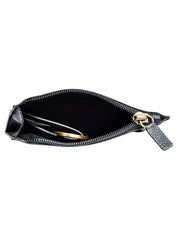 Myra Bag S-9302 Womens Kessei Hand Tooled Credit Card Holder Black inside view. If you need any assistance with this item or the purchase of this item please call us at five six one seven four eight eight eight zero one Monday through Saturday 10:00a.m EST to 8:00 p.m EST