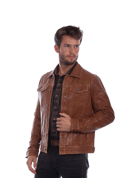 Scully 1055-194 Mens Classic Lamb Leather Jacket Tan front view. If you need any assistance with this item or the purchase of this item please call us at five six one seven four eight eight eight zero one Monday through Saturday 10:00a.m EST to 8:00 p.m EST
