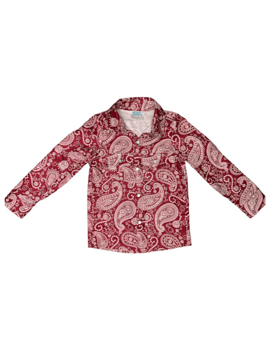 Shea Baby SNAP16 Kids Long Sleeve Western Shirt Maroon front view. If you need any assistance with this item or the purchase of this item please call us at five six one seven four eight eight eight zero one Monday through Saturday 10:00a.m EST to 8:00 p.m EST