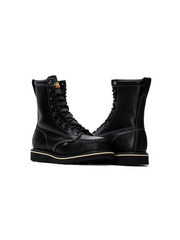 Thorogood 804-6208 Mens Midnight Series Maxwear Wedge Steel Toe Boot Black outter side and back view. If you need any assistance with this item or the purchase of this item please call us at five six one seven four eight eight eight zero one Monday through Saturday 10:00a.m EST to 8:00 p.m EST