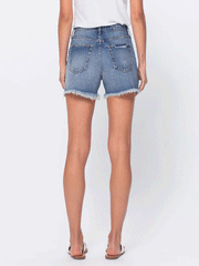 Sneak Peek SP-S7398M Womens Frayed Hem High Rise Denim Shorts Medium Vintage back view. If you need any assistance with this item or the purchase of this item please call us at five six one seven four eight eight eight zero one Monday through Saturday 10:00a.m EST to 8:00 p.m EST