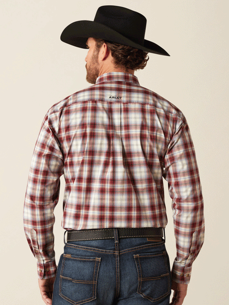 Ariat 10054060 Mens Pro Series Team Oscar Classic Fit Shirt Burgundy back view. If you need any assistance with this item or the purchase of this item please call us at five six one seven four eight eight eight zero one Monday through Saturday 10:00a.m EST to 8:00 p.m EST