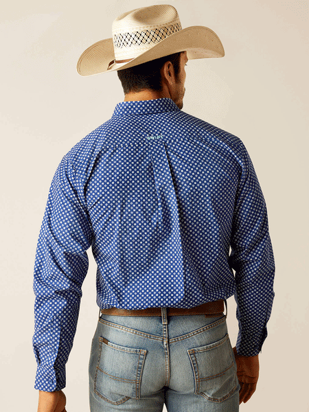 Ariat 10048388 Mens Price Fitted Shirt Directoire Blue back view. If you need any assistance with this item or the purchase of this item please call us at five six one seven four eight eight eight zero one Monday through Saturday 10:00a.m EST to 8:00 p.m EST