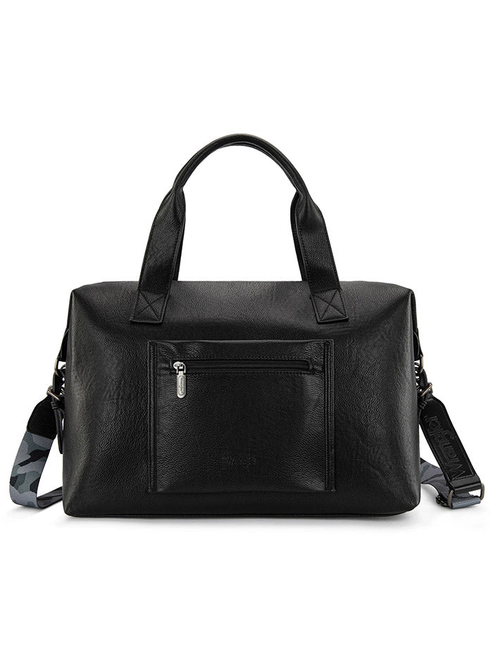Wrangler WG286-5110BK Womens Camo Print Collection Duffle Bag Black front view. If you need any assistance with this item or the purchase of this item please call us at five six one seven four eight eight eight zero one Monday through Saturday 10:00a.m EST to 8:00 p.m EST