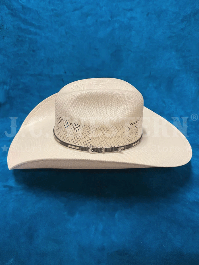 Larry Mahan MSP430BUHX 10X BUCKHORN Straw Hat Ivory side / view. If you need any assistance with this item or the purchase of this item please call us at five six one seven four eight eight eight zero one Monday through Saturday 10:00a.m EST to 8:00 p.m EST