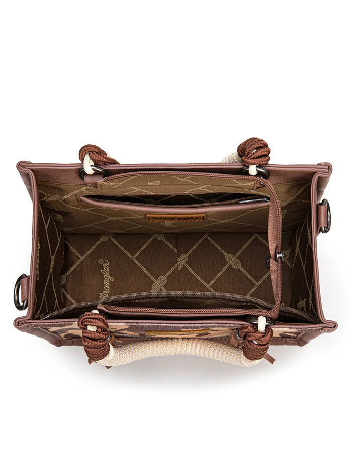 Wrangler WG386-8120SLCF Womens Cow Print Tote/Crossbody Bag Light Coffee front view. If you need any assistance with this item or the purchase of this item please call us at five six one seven four eight eight eight zero one Monday through Saturday 10:00a.m EST to 8:00 p.m EST