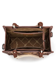 Wrangler WG386-8120SLCF Womens Cow Print Tote/Crossbody Bag Light Coffee inside view. If you need any assistance with this item or the purchase of this item please call us at five six one seven four eight eight eight zero one Monday through Saturday 10:00a.m EST to 8:00 p.m EST